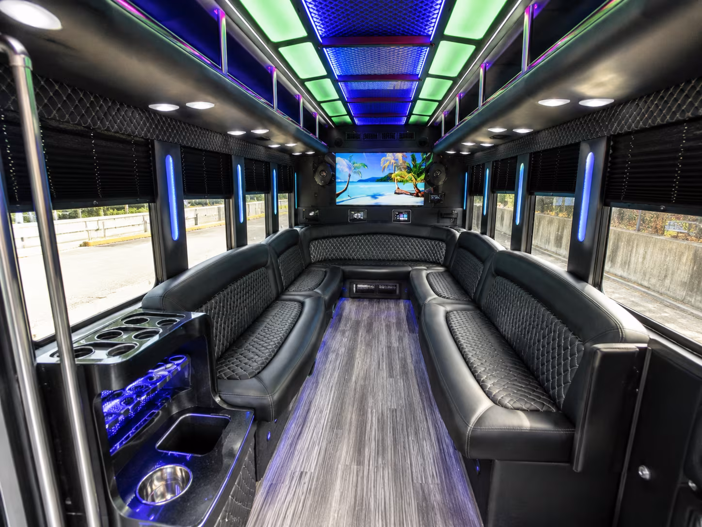 chattanooga 18 passenger party bus inside